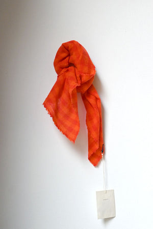 Check Cashmere Scarf Tomato