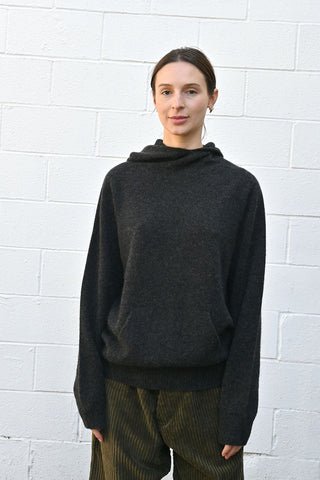 Cashmere Hooded Sweater in Charcoal