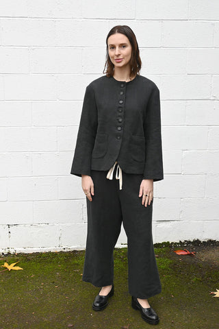 Wide Black Linen Pants