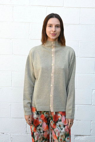 Button Front Sage Green Sweater