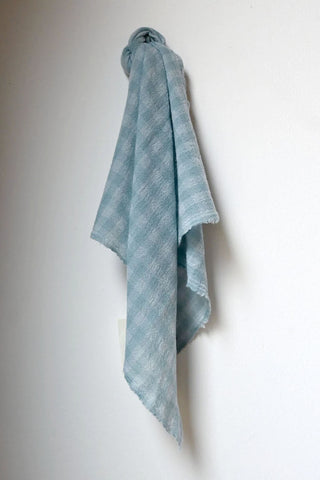 Check Cashmere Scarf Sea