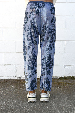 Sequin Lace Trousers Navy