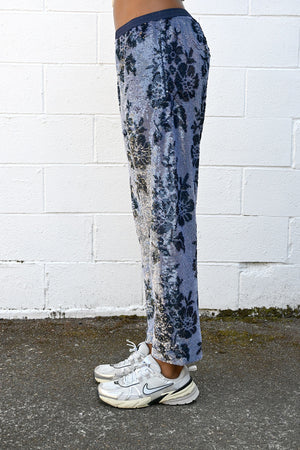 Sequin Lace Trousers Navy