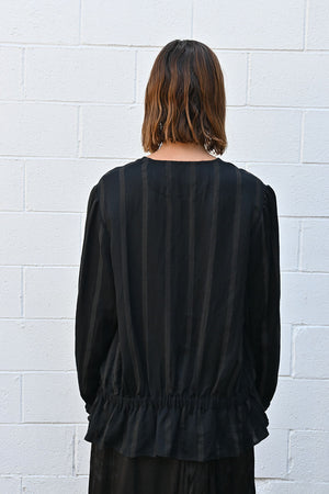 Stripe Puff Shirt in Black