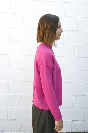 Round Neck Pullover in Fuchsia