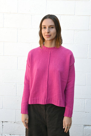 Round Neck Pullover in Fuchsia