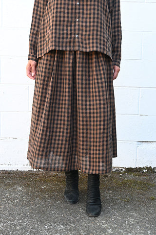 Gingham Full Linen Skirt