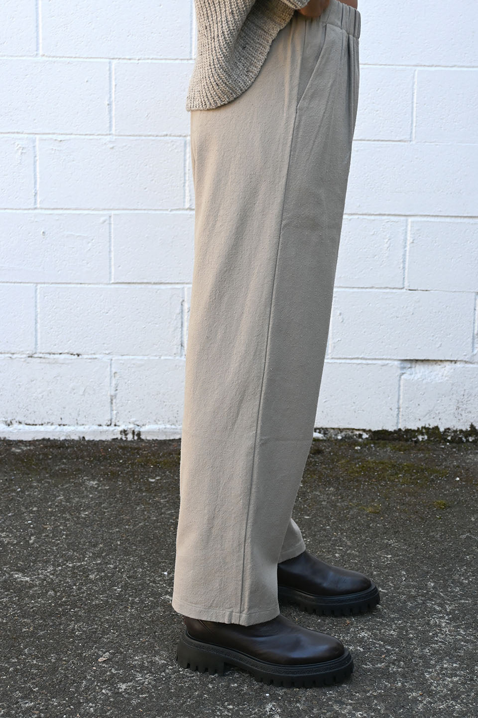 Beige Cotton and Silk Pant