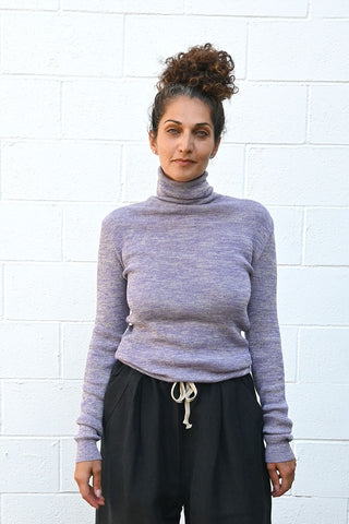 Fine Knit Turtleneck Purple