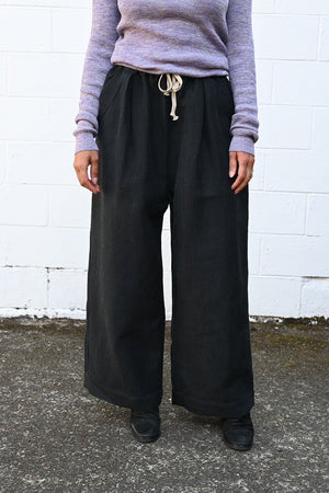 Wool Wide Herringbone Pants