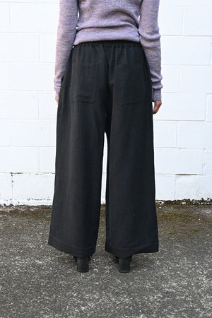 Wool Wide Herringbone Pants