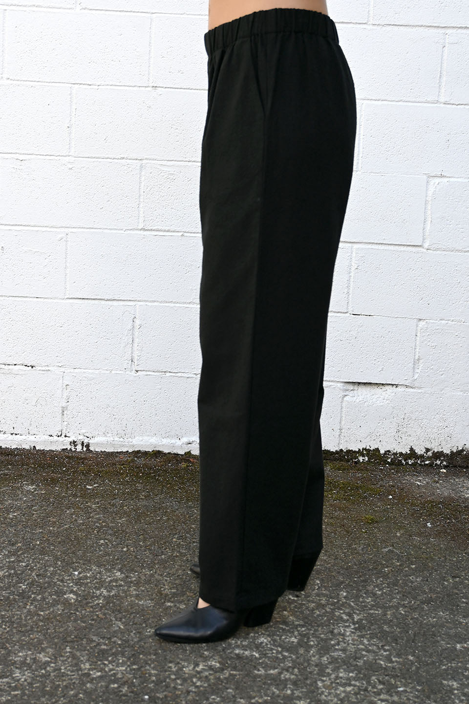 Black Cotton and Silk Pant