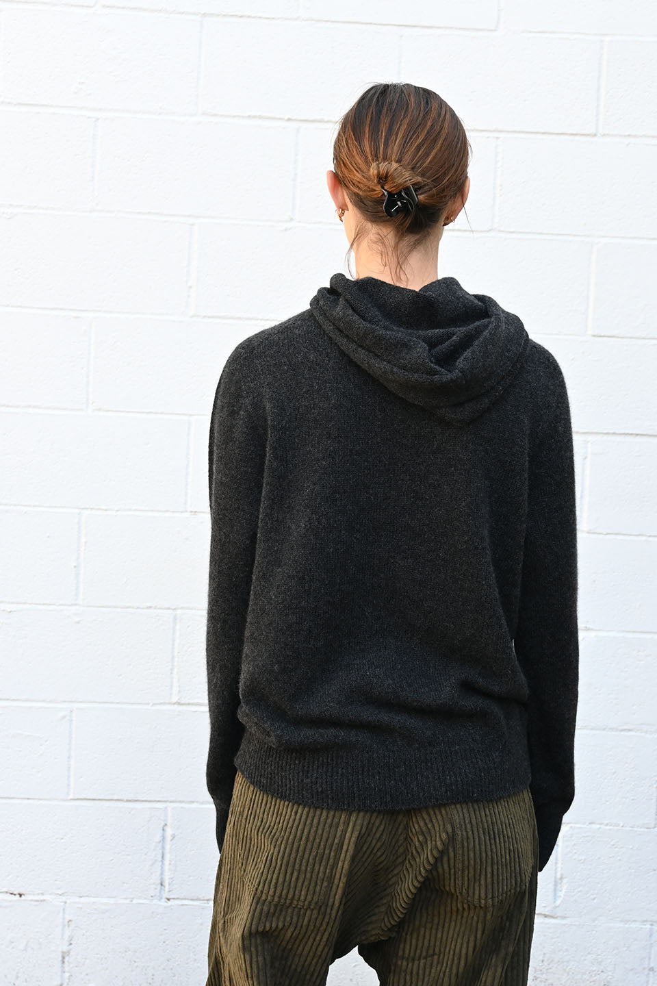 Cashmere Hooded Sweater in Charcoal