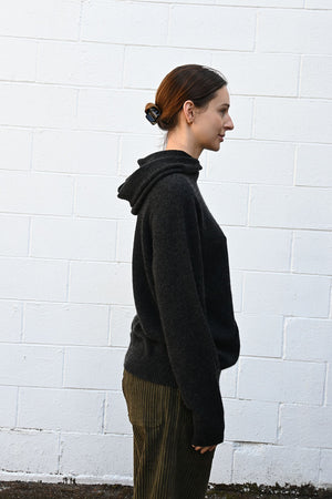 Cashmere Hooded Sweater in Charcoal