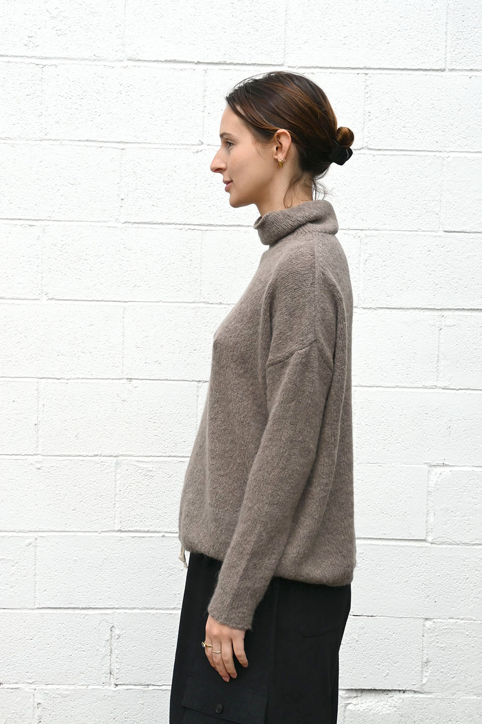 Taupe High Neck Sweater