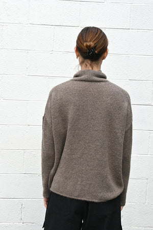 Taupe High Neck Sweater