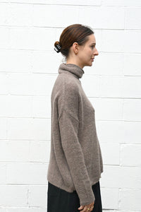 Taupe High Neck Sweater