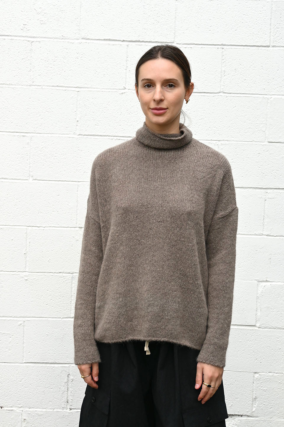 Taupe High Neck Sweater