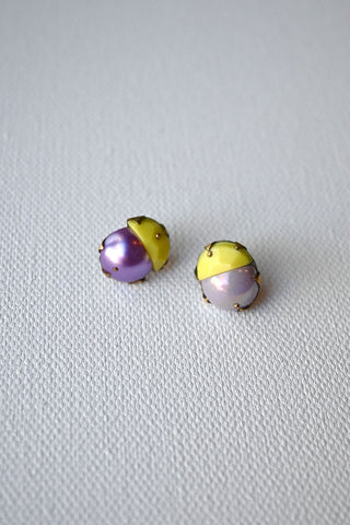 Tiny Mismatched Purple/Yellow Studs