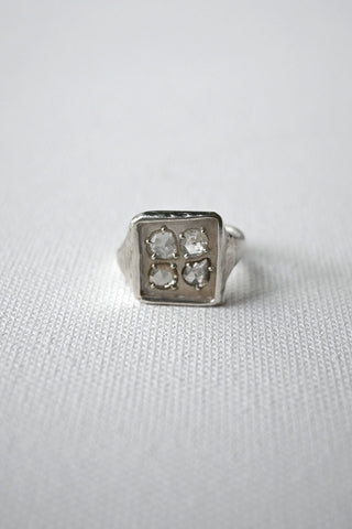 Silver 4 Diamond Ring