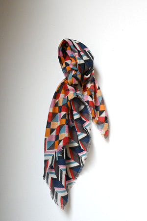 Geometric Square Scarf Orange