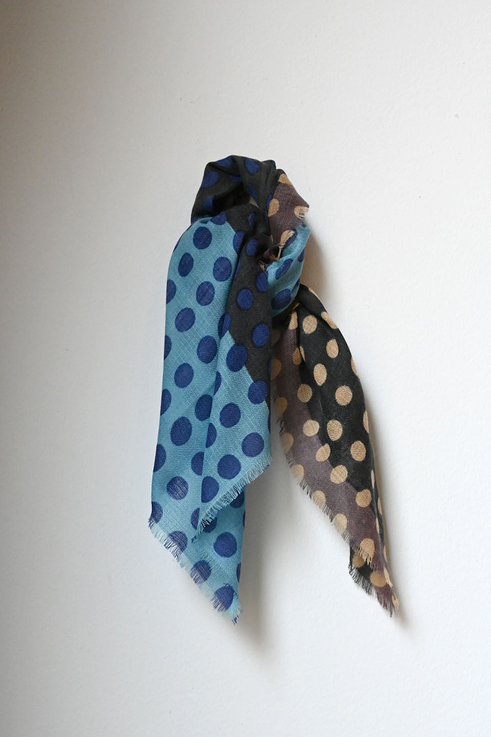 Polka Dot Color Block Square Scarf Charcoal