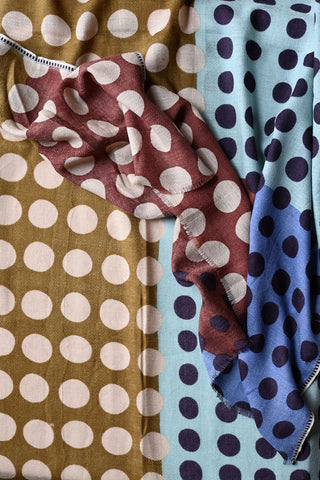 Polka Dot Color Block Stole Prune