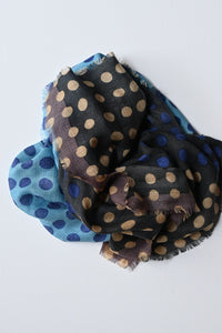 Polka Dot Color Block Square Scarf Charcoal