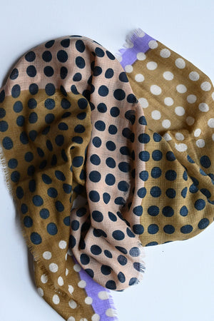 Polka Dot Color Block Square Scarf Olive