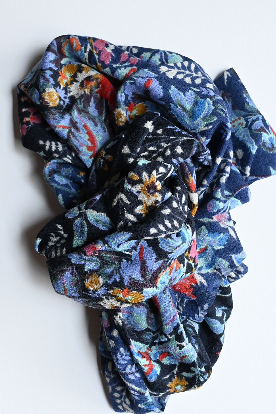 Color Block Floral Stole Indigo