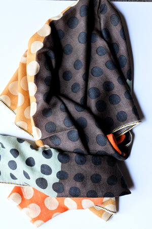 Polka Dot Color Block Stole Mango