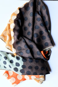 Polka Dot Color Block Stole Mango