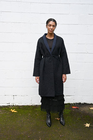 Sofia Quilted Coat Black/Indigo