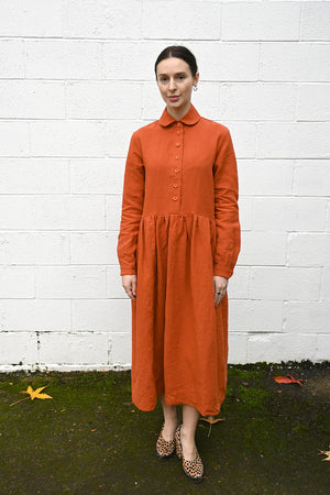 Burnt Orange Linen Dress