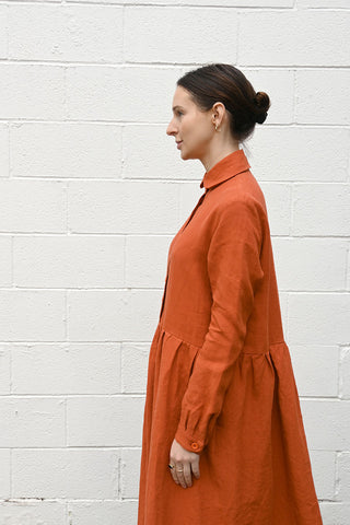 Burnt Orange Linen Dress