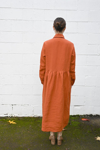 Burnt Orange Linen Dress