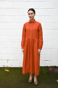 Burnt Orange Linen Dress