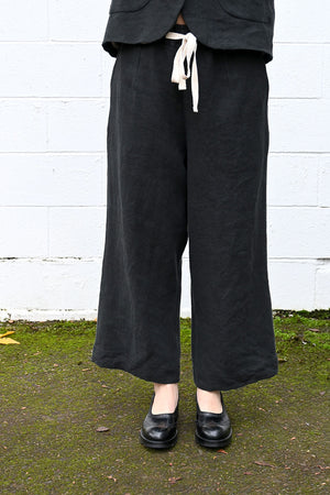 Wide Black Linen Pants