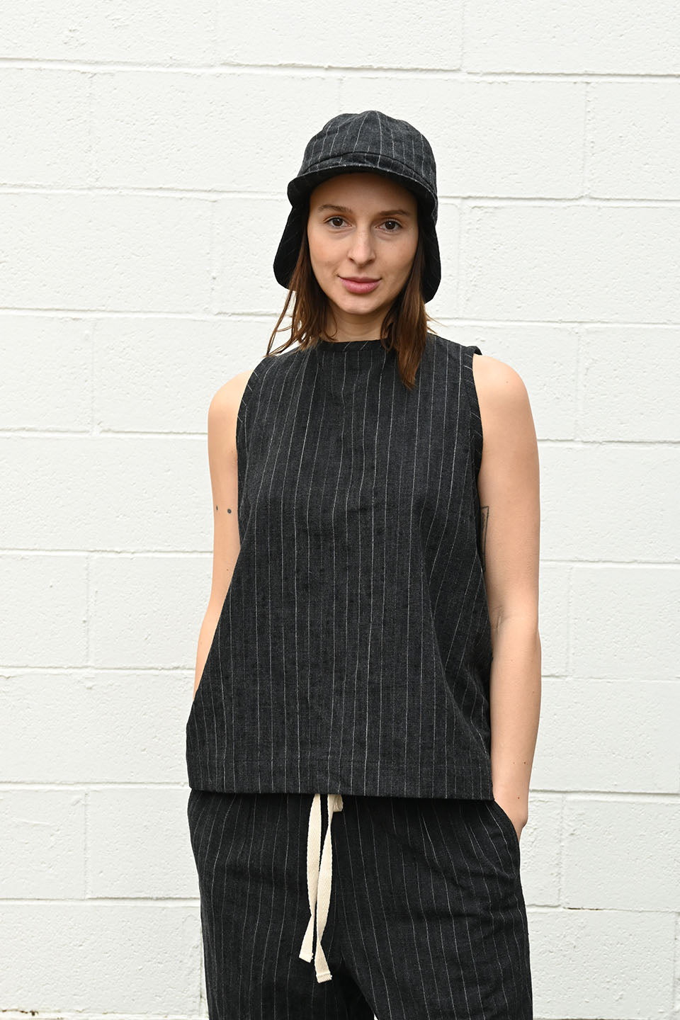 Sleeveless Pinstripe Top