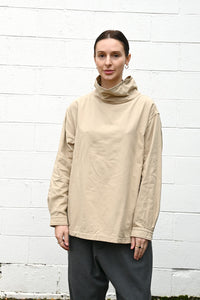 Brushed Cotton High Neck Pullover