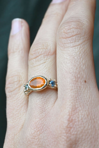 Orange and Blue Carved Ring