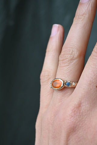 Orange and Blue Carved Ring