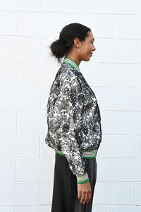 Embroidered Lace Bomber Jacket