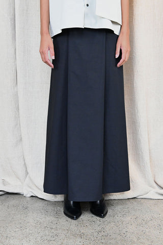 Long Pleated Skirt in Black