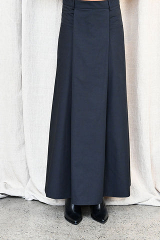 Long Pleated Skirt in Black