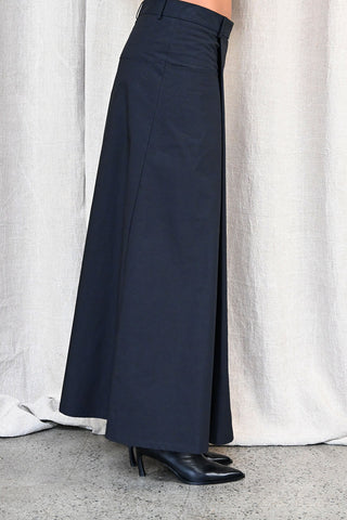 Long Pleated Skirt in Black