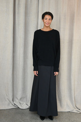 Long Pleated Skirt in Black