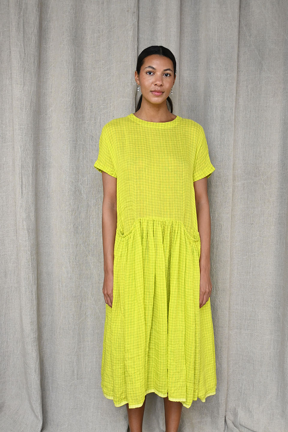 Neon Yellow Check Dress