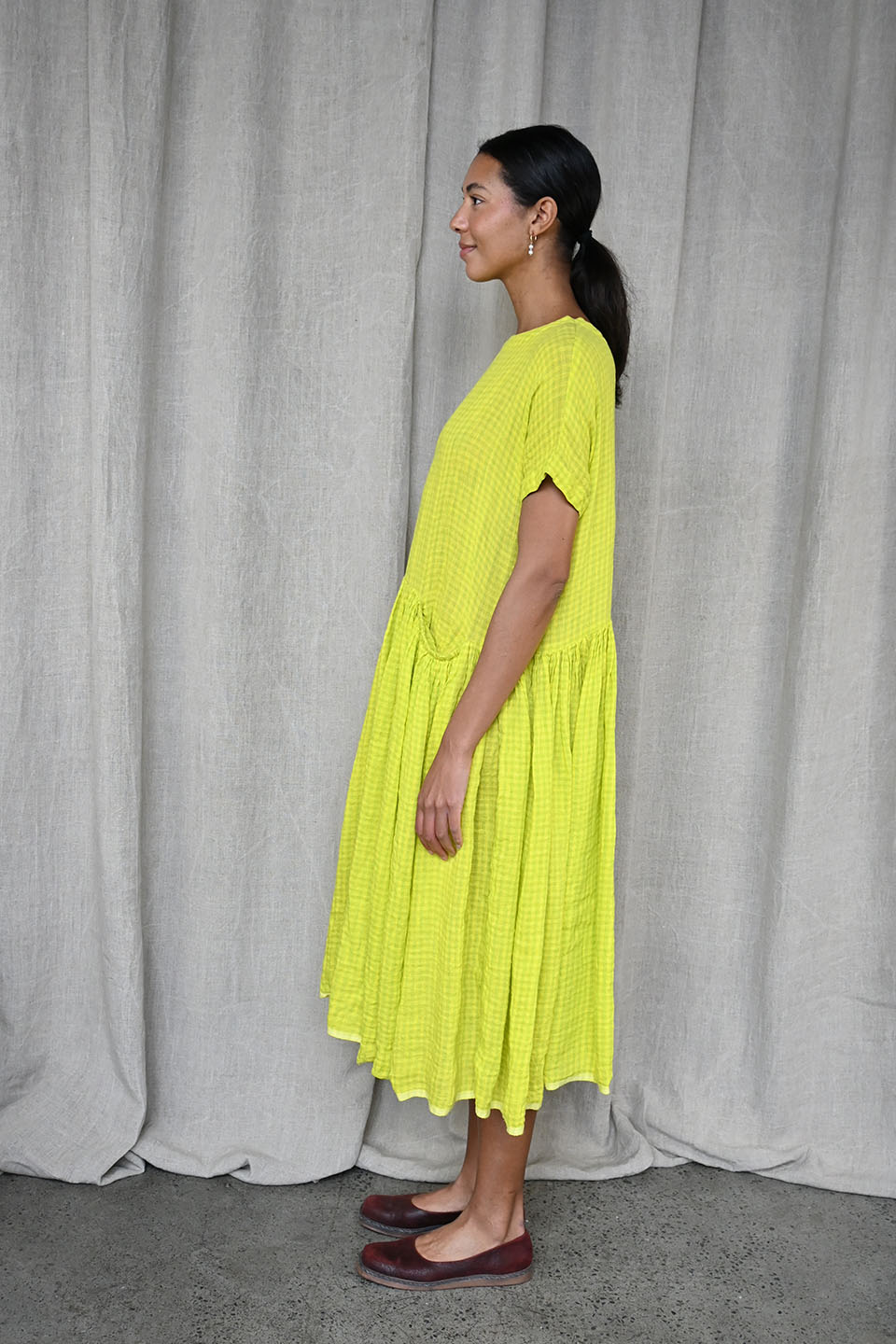 Neon Yellow Check Dress