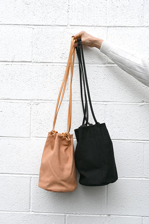 Woven Drawstring Bucket Bag (Various Colors)